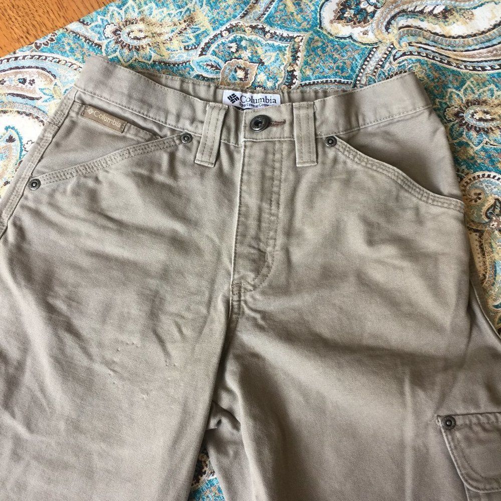 Columbia Youth Hiking Pants Size 10 Tan Adjustable Waist Cargo Outdoor